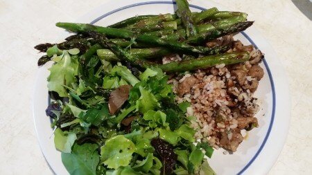 Spring Greens, Asparagus and Fried Rice