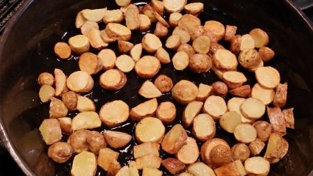 Frying Rose Finn Potatoes