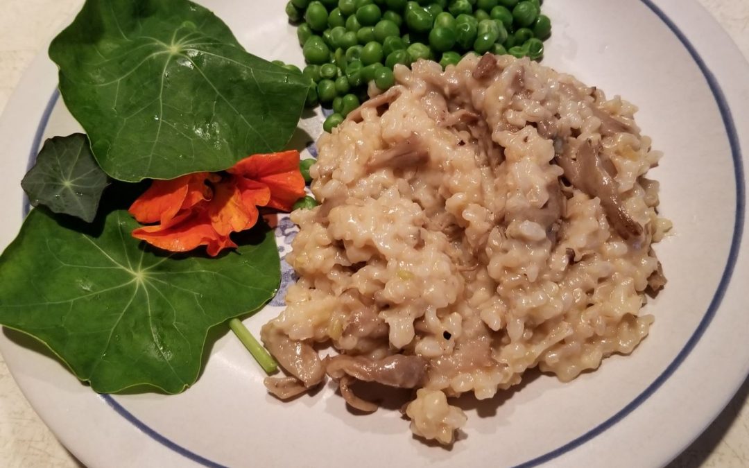 Brown Rice Risotto with Golden Oyster Mushrooms