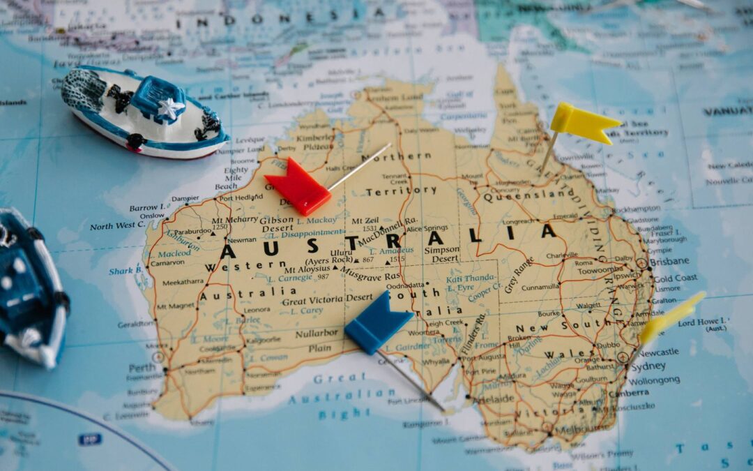 Map of Australia photo with toy boats